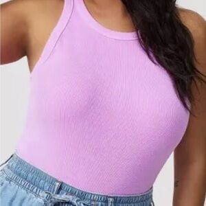Women’s Torrid Heritage Rib High-Neck Neon Purple Crop Tank